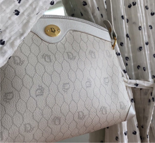 1980s white Christian Dior honeycomb bag